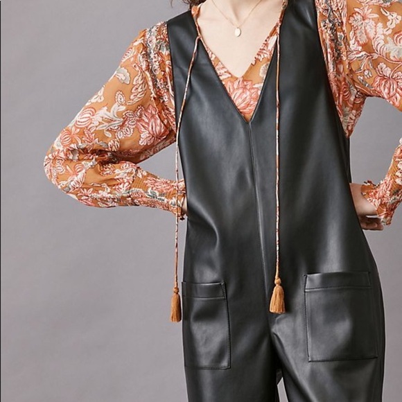Anthropologie Portia Faux Leather Jumpsuit - Picture 3 of 5